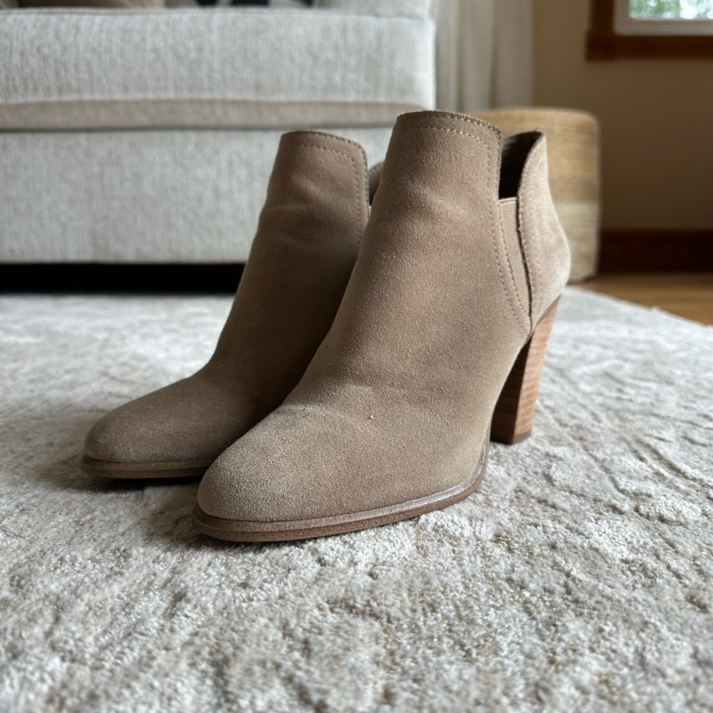 Vince Camuto Tan Ankle Booties with Suede Finish